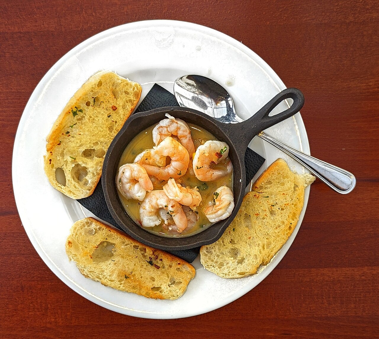 Rock shrimp in garlic lemon butter sauce, with crostini - San Francisco, CA.jpg