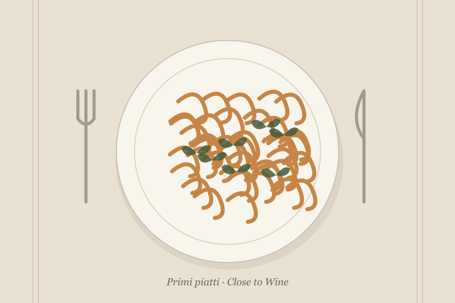 Illustrazione editoriale: Malloreddus alla campidanese e Cannonau: il pranzo della domenica
