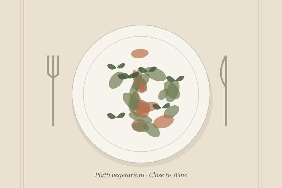 Illustrazione editoriale: Insalata di farro, pomodorini e basilico