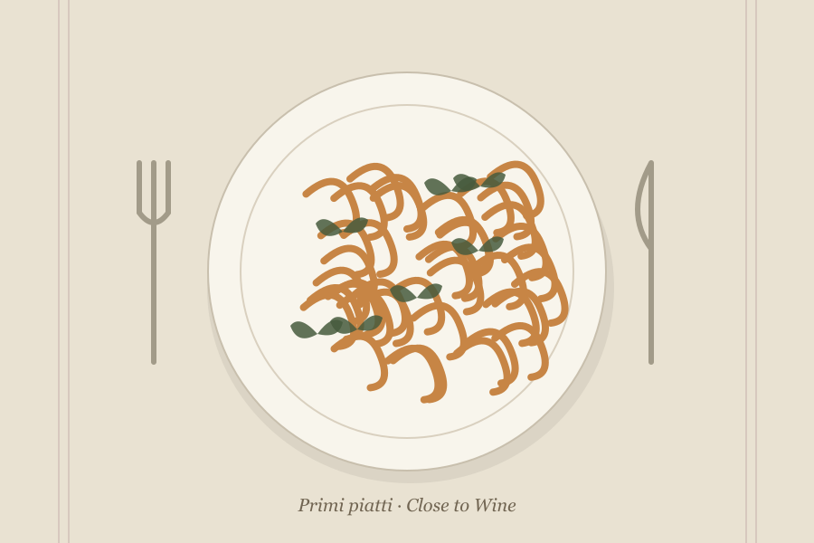 Illustrazione editoriale: Fregula fredda con verdure grigliate e basilico