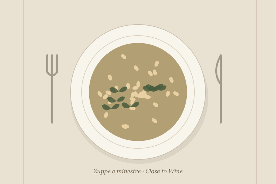 Illustrazione editoriale: Zuppa di lenticchie e finocchietto