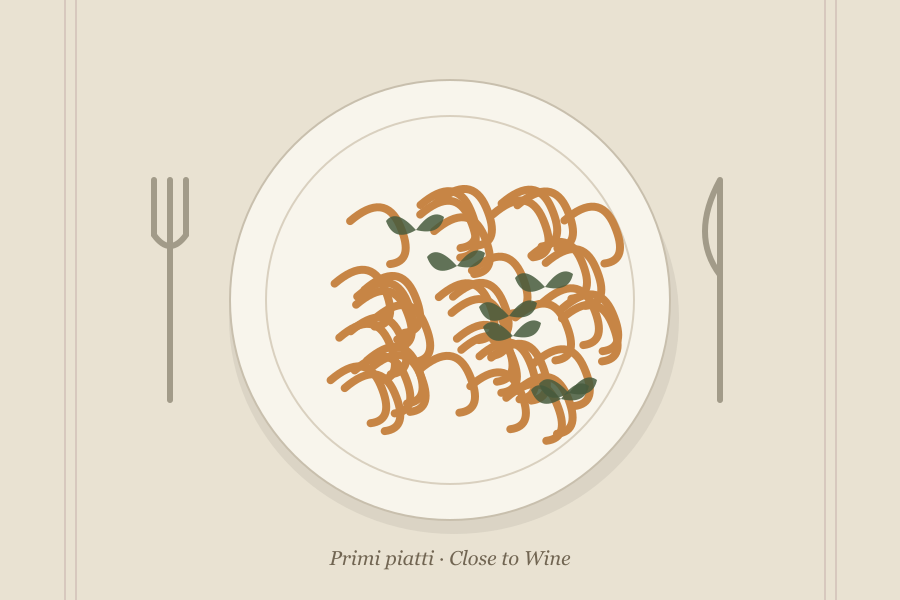 Illustrazione editoriale: Tagliatelle ai funghi e prezzemolo