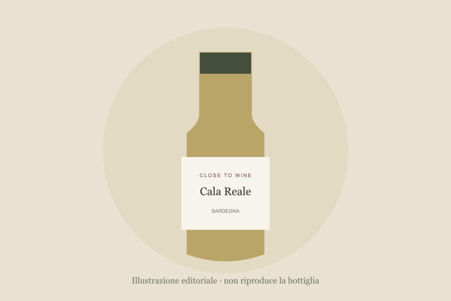 Illustrazione editoriale di bottiglia, non fotografia: Cala Reale