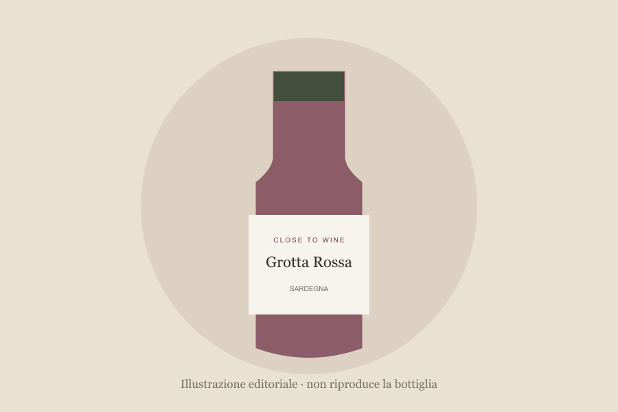 Illustrazione editoriale di bottiglia, non fotografia: Grotta Rossa