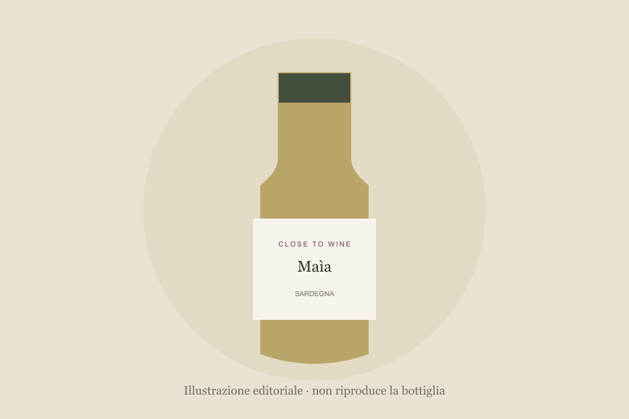 Illustrazione editoriale di bottiglia, non fotografia: Maìa