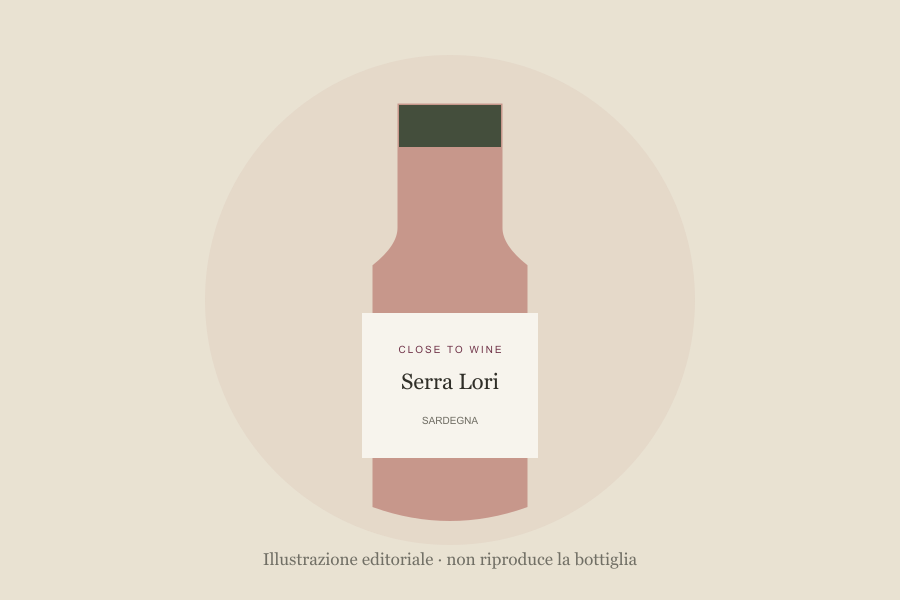 Illustrazione editoriale di bottiglia, non fotografia: Serra Lori