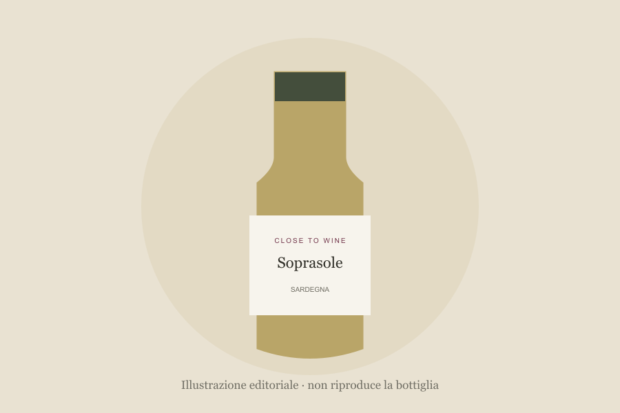 Illustrazione editoriale di bottiglia, non fotografia: Soprasole